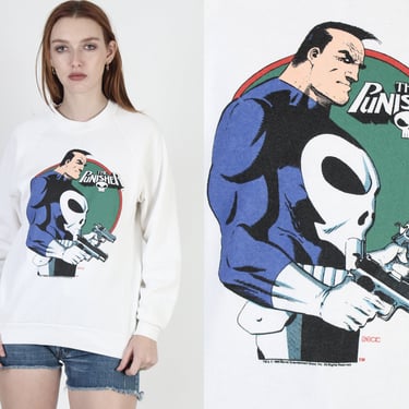 1989 The Punisher Sweatshirt, Marvel Comic Book Cartoon T Shirt, Screen Stars Jumper Size Large L 