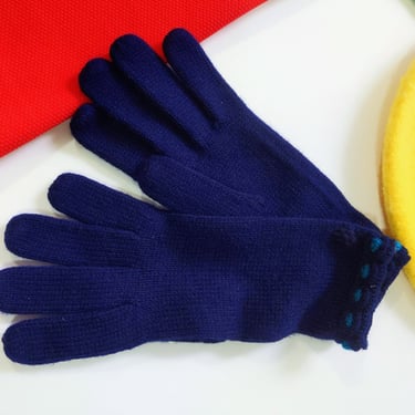 DEADSTOCK Super Soft & Cozy Vintage 60s 70s Navy Blue Winter Gloves 