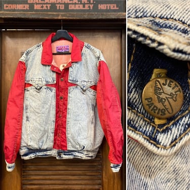 Vintage 1980’s “Foreign Legion” Nylon and Denim New Wave Jacket, 80’s Acid Wash, 80’s New Wave Jacket, 80’s Denim Jacket, Vintage Clothing 
