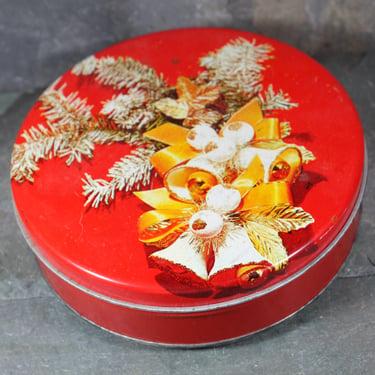 Red and Gold Holiday Storage Tin | Vintage Candy Tin | Christmas Cookie Tin | Bixley Shop 