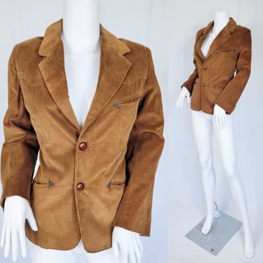 1970's Brown Western Corduroy Blazer I Jacket I Suit Coat I Sz Med 