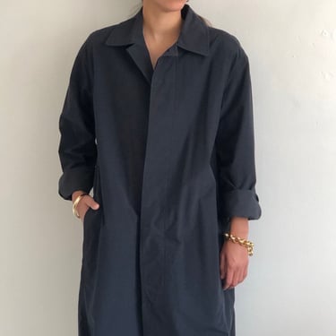 90s DKNY cotton trench coat / vintage minimalist black cotton knee length oversized trench rain coat | Medium 