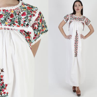 sachin and babi light blue dress Mexican Embroidered Pueblo Dress Puebla Mexican Poblano Dress Handstit –  Puerta21shop main image 1