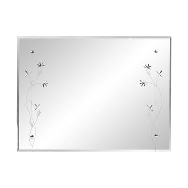 Vintage Beveled & Etched Wall Mirror with Floral Details