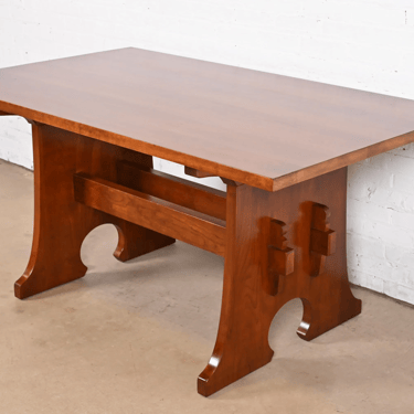 Stickley Mission Arts & Crafts Cherry Wood Trestle Dining Table, Library Table, or Writing Desk