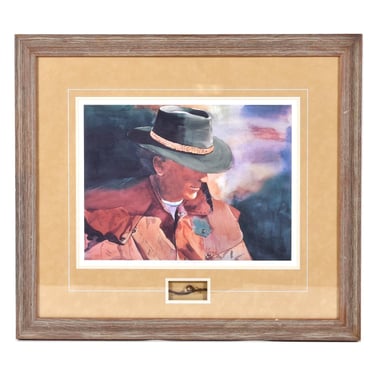 Man From Snake River Western Portrait with Barbwire Pencil Signed Print 