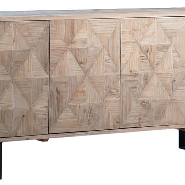 73” Reclaimed Pine Light Sideboard Cabinet with Iron Base by Terra Nova Furniture Los Angeles 