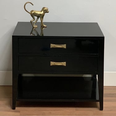 SOLD Black Lacquer solid wood end table 