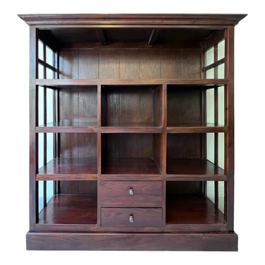 Rustic Mahogany Bookcase With Two Drawers 