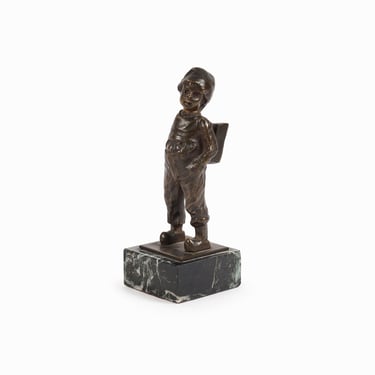 Paul Ludwig Kowalczewski Bronze Schoolboy Figurine Mid Century 