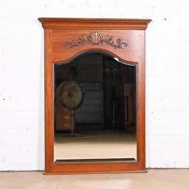 Ethan Allen French Provincial Carved Cherry Wood Beveled Wall Mirror
