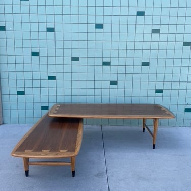 Vintage Switchblade Coffee Table by Andre Bus for Lane | 1950s walnut pivot table 