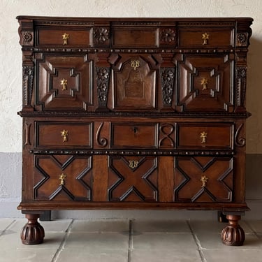 Charles II Oak Chest of Drawers Dated 1686