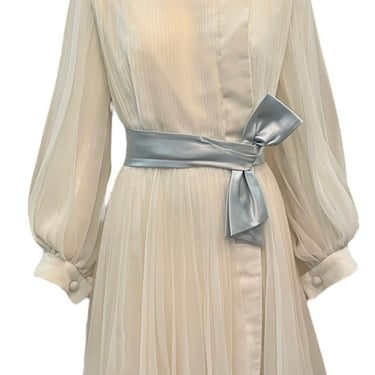 white christmas dresses 1970s Vintage Albert Capraro Poly Chiffon Retro Ruffles Pleats Peasant main image 0