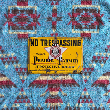 Vintage Prairie Farmers Protective Union 'NO TRESPASSING!' Metal Sign 