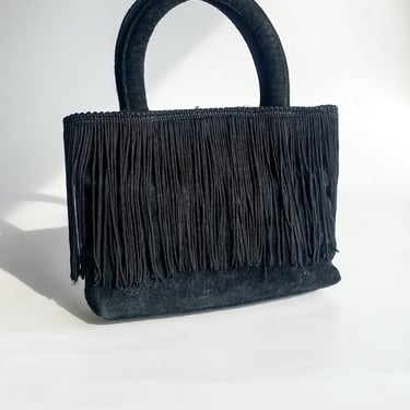 1990s Wilson’s Leather Black Fringe Mini Bag