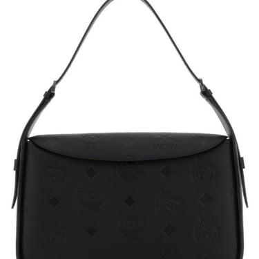 Mcm Woman Black Nappa Leather Medium Aren Shoulder Bag