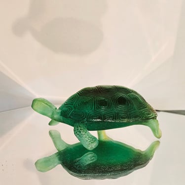 Signed Daum French Glass Turtle sculpture 