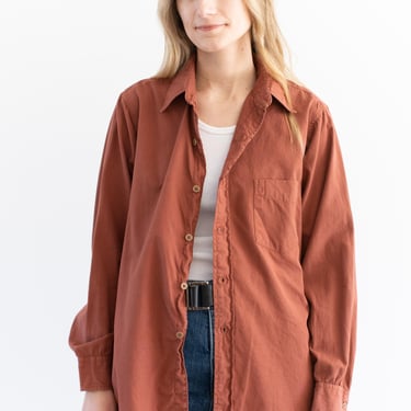 Vintage Overdye Brick Red Cotton Shirt | Unisex Lightweight Cotton Utility Workwear | M | S002 