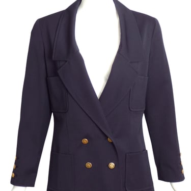 CHANEL BOUTIQUE- 1984 Navy Wool Blazer, Size 8