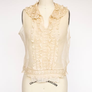 1920s Blouse Sheer Netting Lace Camisole Top S 