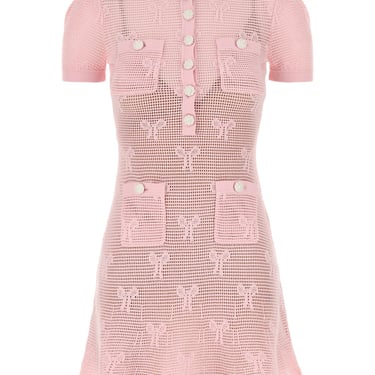 Self Portrait Women Pastel Pink Crochet Mini Dress