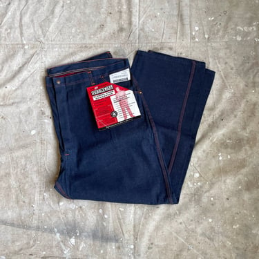 Size 46x29 1950s 1960s Dubble Ware New Old Stock Flannel Lined Carpenter Denim Dungaree Jeans 2181 