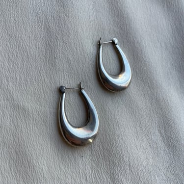 90s silver oblong hoops E358