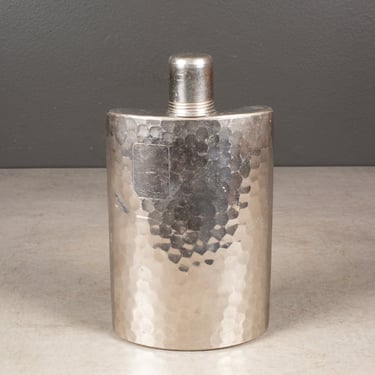 West German Hammered Flip Top Hip Flask c.1940