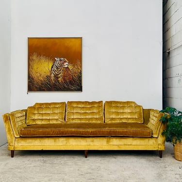 Gold Velvet Button Back Sofa Couch