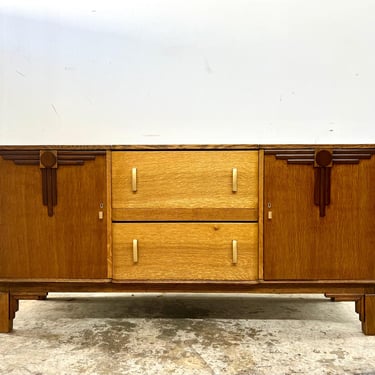 Vintage 1920s Art Deco Modernist Oak Credenza or Sideboard 