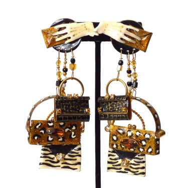 LUNCH AT THE RITZ- 1980s Handbag Earrings