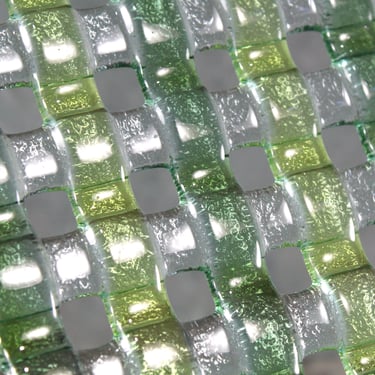 1980s Basketweave Glass Serving Tray | Green Glass Tray | Bixley Shop 