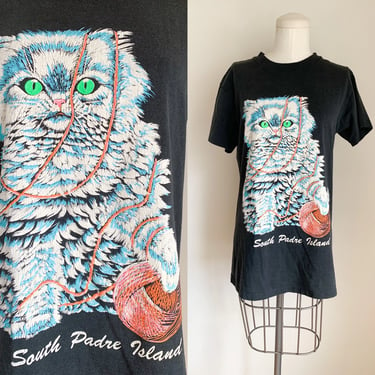 Vintage 1980s South Padre Island Cat T-Shirt // M 