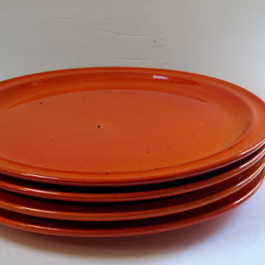 12" West German Pottery Plates Mid Century Modern Orange Ceramic Dinner Plates 70s Vintage Gerz Germany Stoneware Plates 