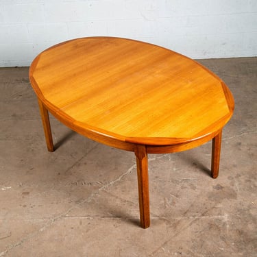 Mid Century Danish Modern Dining Table Oval Teak Extension Dux Accordion Leaf