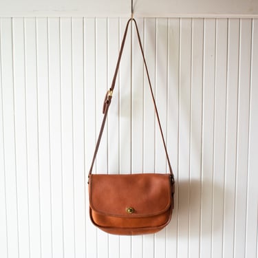 Vintage Coach Chestnut Brown Leather Saddle Bag