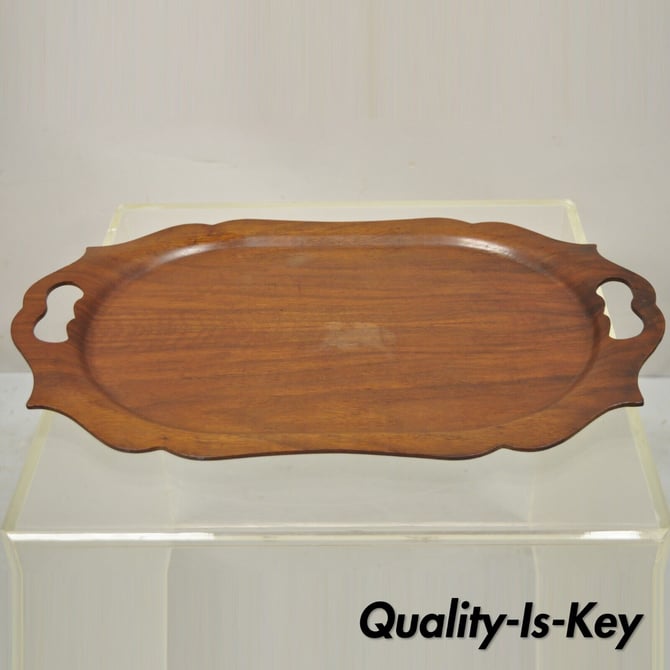 Haskelite Mahogany Bentwood 18.5" Wood Buffet Serving Tray with Handles