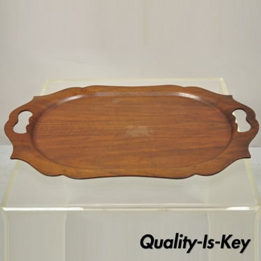 Haskelite Mahogany Bentwood 18.5" Wood Buffet Serving Tray with Handles