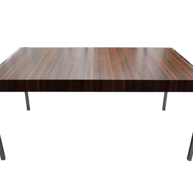 Mid Century Modern Milo Baughman Dining Dinette Table Chrome and Zebra Wood 