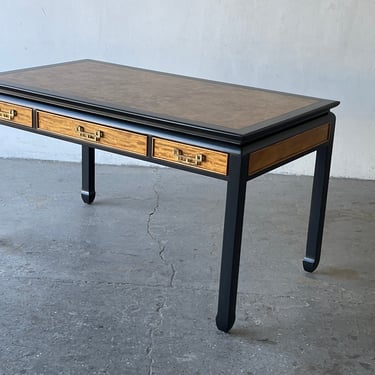 1970s Raymond Sobota for Century Furniture Chin Hua Burl wood Top Writing Desk 