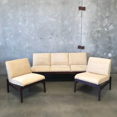 Mid Century Walnut Sofa &amp; Two Chair Set