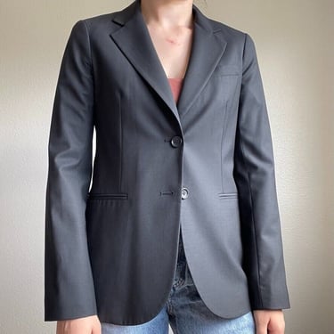 Theory Womens Wool Career Work Minimalist Black 2 Button Blazer Blazer Sz 8 