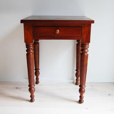 Antique Solid Cherry Bedside Table with Drawer Early American 