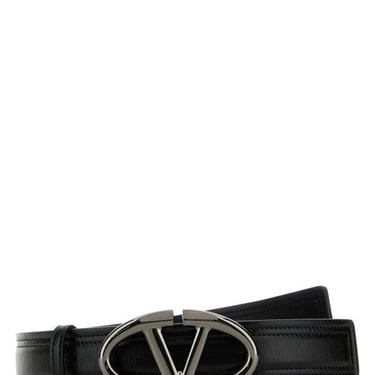 Valentino Garavani Women Black Leather Vlogo Belt