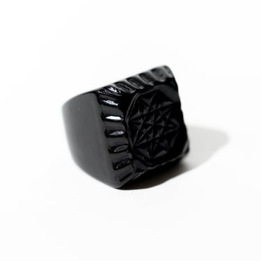 Etched Black Resin Square Ring