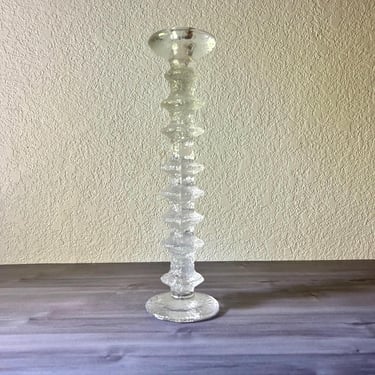 Vintage Iittala Festivo Eight Ring Candle Holder, Icy 1960s Finnish Finland Design - Designed by Timo Sarpaneva - Glass Candle Holders 