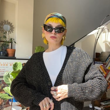 VTG 80s Black Metallic Cardigan 