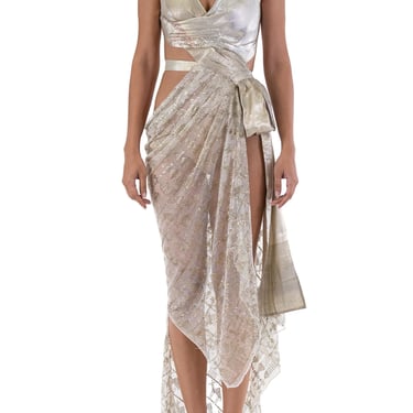 Morphew Atelier Champagne Silver Antique Egyptian Assuit  Metal Mesh Gown 