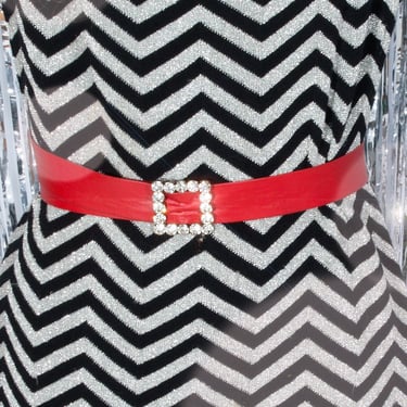 Alan Austin Vintage Red Italian Leather Belt Rhinestone  display picture 3